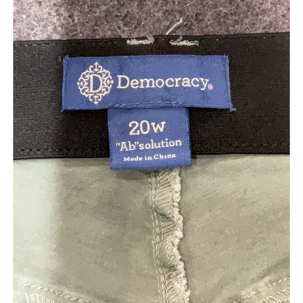 Democracy Sage Green Pants with Navy Label - Picture 3 of 3